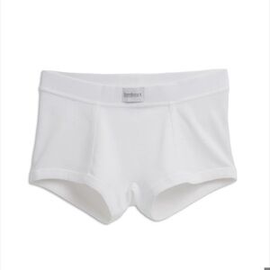 TomboyX Organic Cotton Rib Boy Shorts - White, Size: Medium